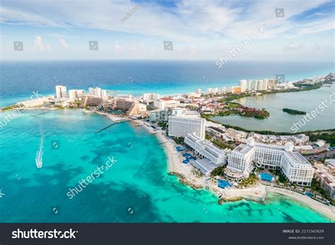Aerial Panoramic View Cancun Beach City Stock Photo 2171567629
