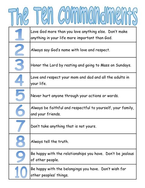That thy days may be long upon the land. Free Catholic Ten Commandments Printable | Free Printable