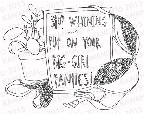 Big Girl Panties Encouragement Adult Coloring Page T Wall Art Suck