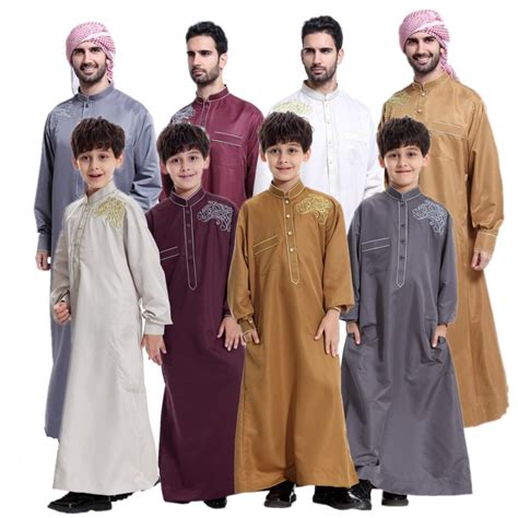 Men Muslim Saudi Thobe Kid Boy Robe Dishdasha Islamic Kaftan Maxi Dress