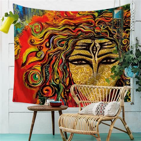 abstract trippy psychedelic bohemian boho indian tapestry wall hanging large hippie cloth