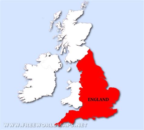 England Highlighted On World Map Physical Location Ma