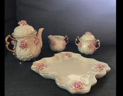 Goregous Porcelain Tea Set From Cracker Barrel W Pink Roses And K