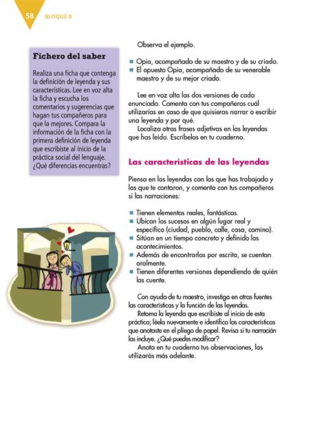 Temario de examen de español. Español quinto grado 2017-2018 - Página 58 - Libros de Texto Online