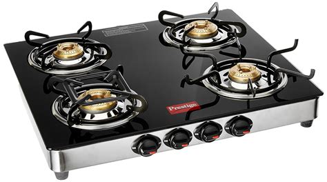 Buy Prestige Royale Schott Glass Top 4 Burner Gas Stove Black Online