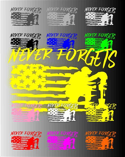 Never Forgets Soldier Flag Vinyl Decal Sticker Etsy