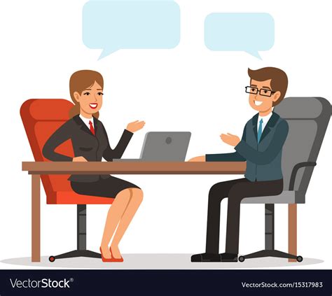 Business Conversation Man And Woman At The Table Vector Image