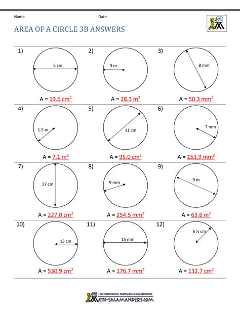 Parts Of A Circle Worksheet