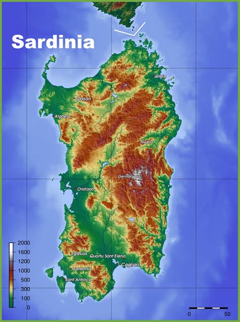 Sardegna Fisica Cartina