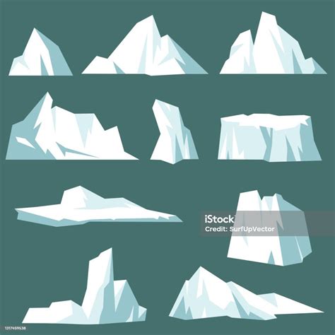 Set Ilustrasi Vektor Kartun Gunung Es Arktik Ilustrasi Stok Unduh