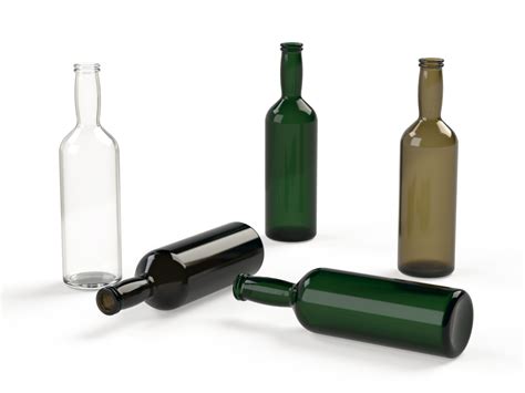 3d Rendering Empty Glass Bottles Of Green Brown And Clear Bottles 26678553 Png