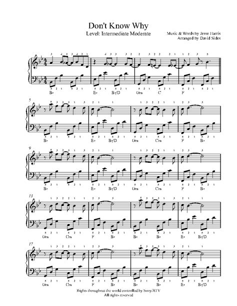 Dont Know Why By Norah Jones Piano Sheet Music Intermediate Level