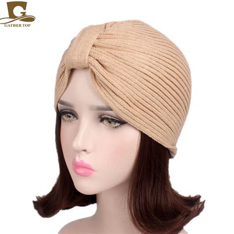 New Fashion Winter Warm Knit Turban Beanie Women Hair Cap Knitted Head