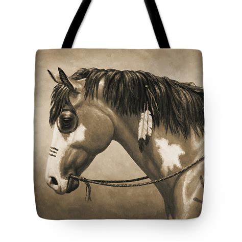 Buckskin War Horse In Sepia Tote Bag For Sale By Crista Forest