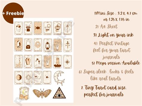 Mini Printable Tarot Card Stickers 22 Major Arcana Tarot Etsy