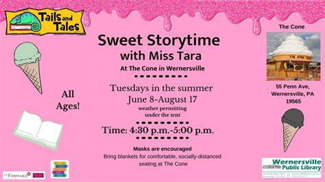 summerquest sweet storytime with miss tara at the cone berks county public libraries