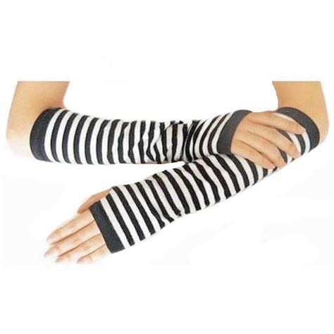 fingerless gloves black and white striped 7 00