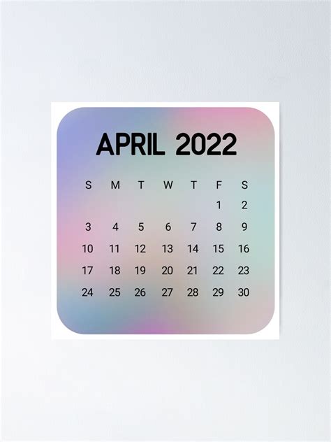 April 2022 Calendar Poster For Sale By Annija Gr Redbubble