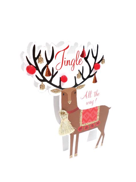 Reindeer 3d Paper Dazzle Christmas Greeting Card Cards