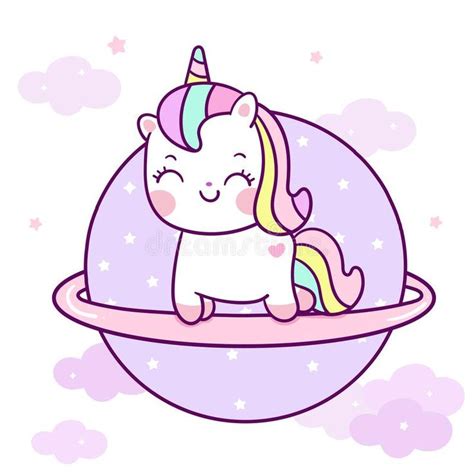 Cute Unicorn Vector On The Sky Kawaii Pony Cartoon Pastel Color With