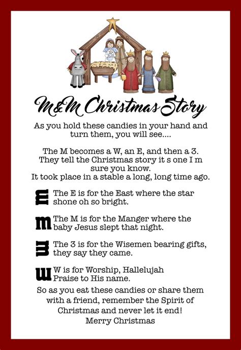 M&m Christmas Story Free Printable