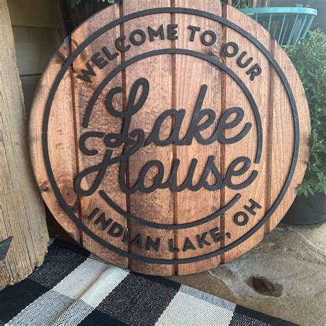 Lake House Welcome Sign Lake House Round Welcome To Our Etsy