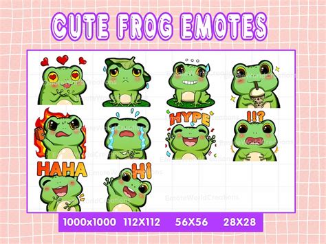 Cute Frog Emotes For Twitch Or Discord Streamers 10 Frog Emoji Pack