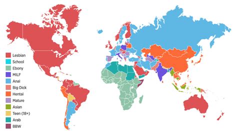 A Map Of The Most Popular Porn Categories R Mapporn