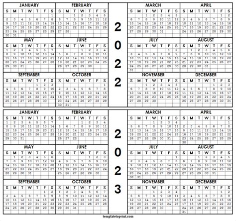 2022 2023 Calendar Download Two Year Calendar Printable