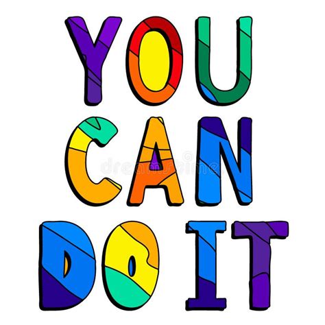 You Can Do It Multicolored Inscription Bright Contrast Letters Stock