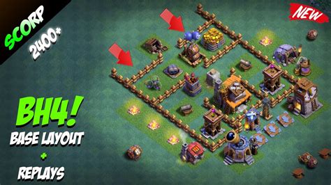 Clash Of Clans Bh4 Base Builder Hall 4 Base Anti Archers Replays