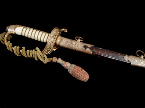 Antique Ww2 Japanese Naval Officer Dress Sword Old Samurainavy Wknot
