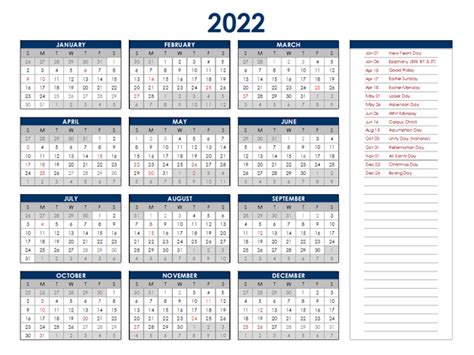 2022 Germany Annual Calendar With Holidays Free Printable Templates