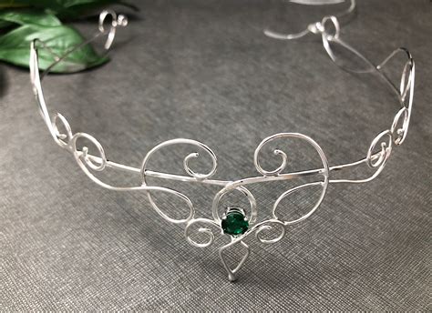 Elvish Gemstone Tiara In Sterling Silver Victorian Bridal Circlet