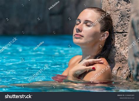 Beautiful Female Model Posing By Pool Stock Photo 2146681885 Shutterstock
