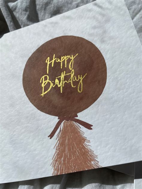 Set Of 5 Happy Birthday Card Balloons Nude Beige Etsy