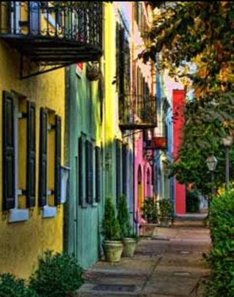 Rainbow Row Charleston Sc Colorful Places Charleston Travel