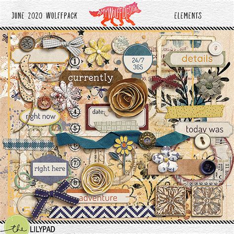 Amy Wolff Designs June 2020 Wolff Pack Elements Digital Scrapbook