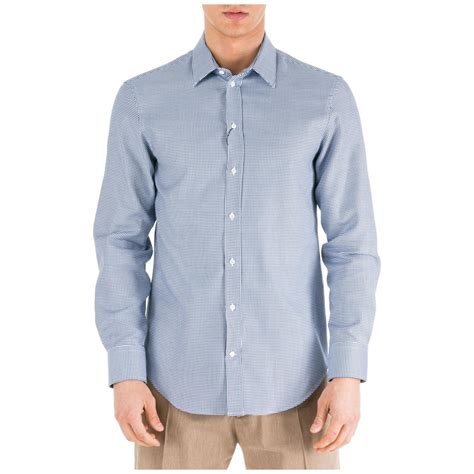 Emporio Armani Cotton Mens Long Sleeve Shirt Dress Shirt In Blue For