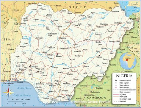 Nigeria Politische Karte