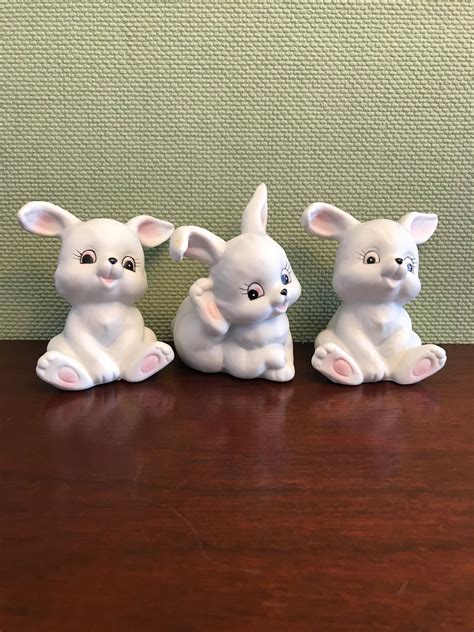 Vintage Porcelain Bunny Figurines Vintage Homco Bunnies Collectible