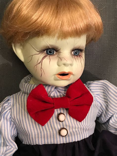 Hand Painted Horror Doll Creepy Sitting Doll Zombie Boy Doll