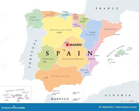 Comunità Autonome Della Mappa Politica Della Spagna Illustrazione
