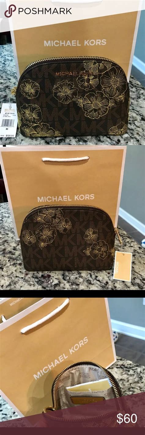 Nwt Authentic Michael Kors Leather Makeup Bag Leather Makeup Bag