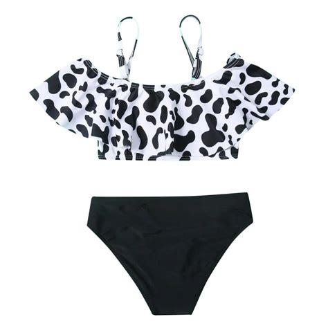 Aimik Aimik Toddler Baby Girl Two Piece Swimsuit Cow Print Kids