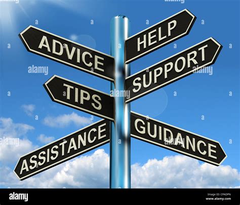 Advice Help Support And Tips Signpost Shows Information And Guidance