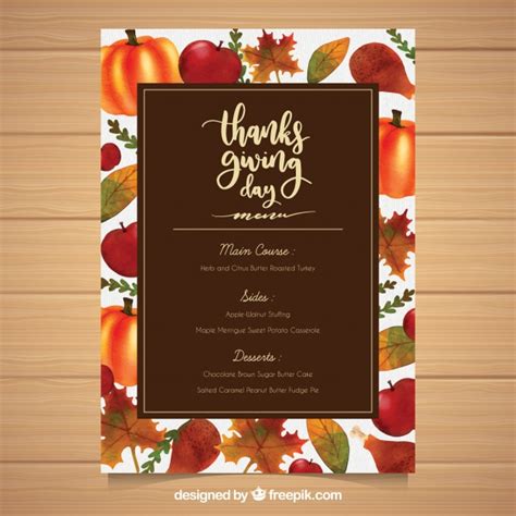 There will be a party inside the celebration that will lead every person into happiness. Free Vector | Thanksgiving menu template with hand drawn food