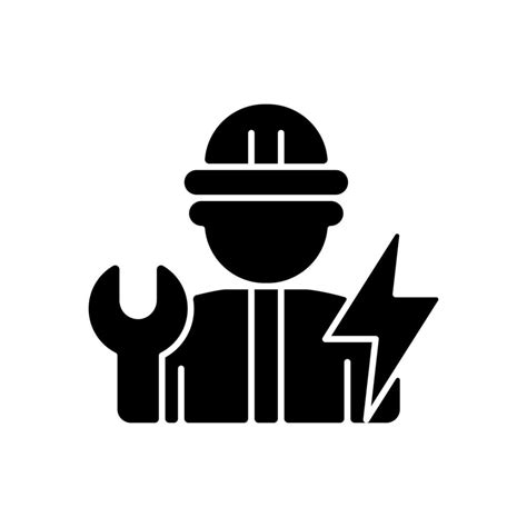 Electrician Black Glyph Icon Electrical Wiring System Installation And Maintenance Operating