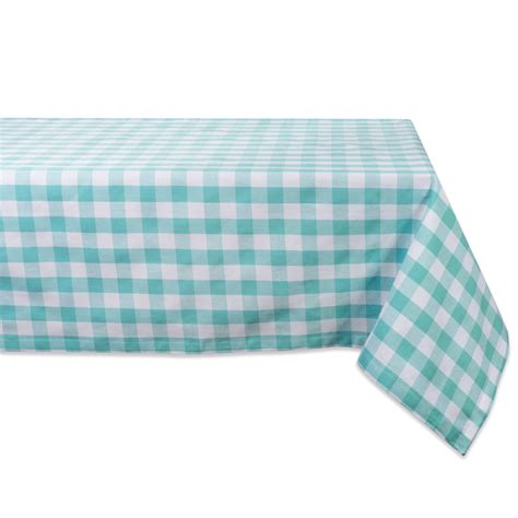 104 Aqua Blue And White Checkered Rectangular Tablecloth