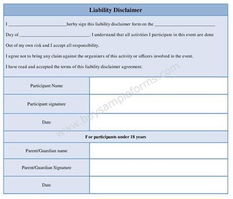 Download Liability Disclaimer Form Template In Word Document Liability Examples